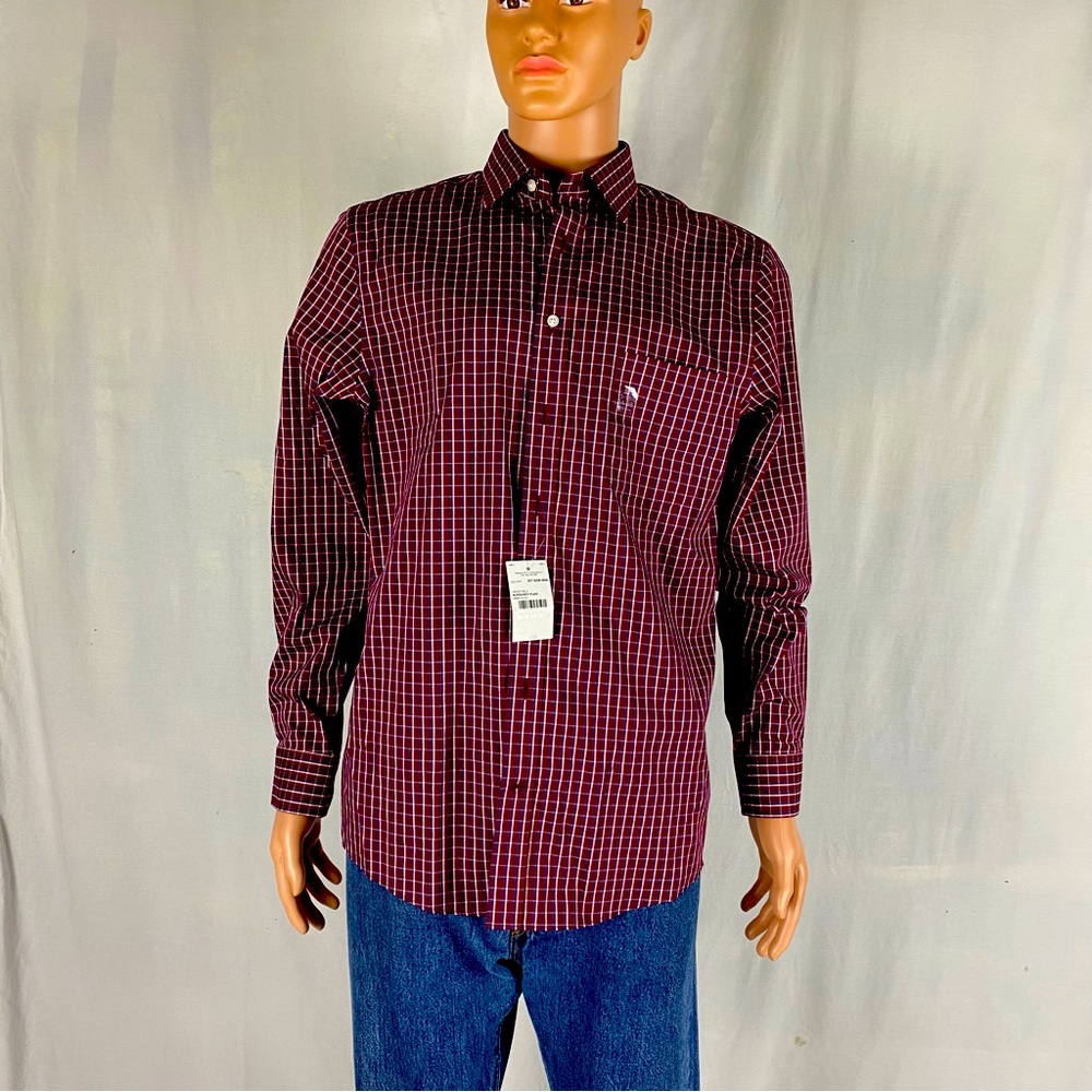 Stafford Medium Burgundy plaid Shirt